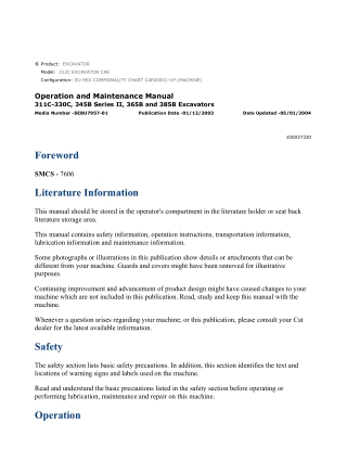Caterpillar CAT 312C EXCAVATOR (CAE00001-UP) Operation and Maintenance Manual Instant Download