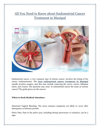 All You Need to Know about Endometrial Cancer Treatment in Manipal