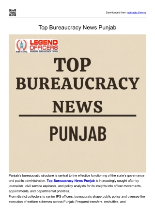 Top Bureaucracy News Punjab