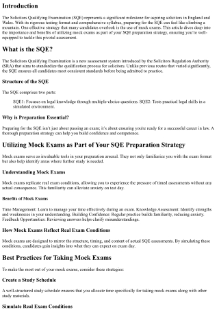 Utilizing Mock Exams as Part of Your SQE Preparation Strategy