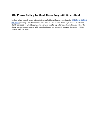 Old Phone Selling for Cash Made Easy with Smart Deal