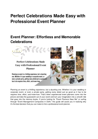 Perfect Celebrations Made Easy with Professional Event Planner