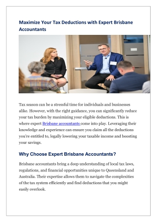 Maximize Your Tax Deductions with Expert Brisbane Accountants