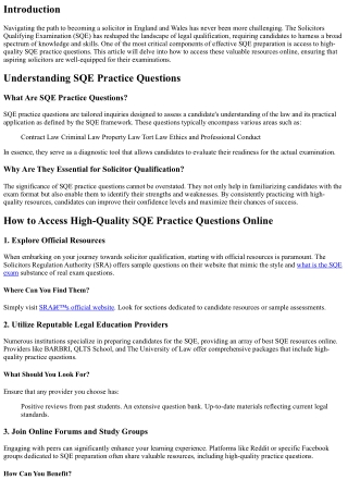 How to Access High-Quality SQE Practice Questions Online