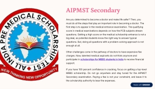Scholarship for MBBS Students in India – AIPMST Secondary