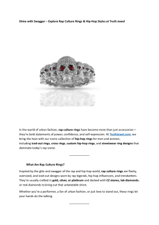 Shine with Swagger – Explore Rap Culture Rings & Hip-Hop Styles at Truth Jewel