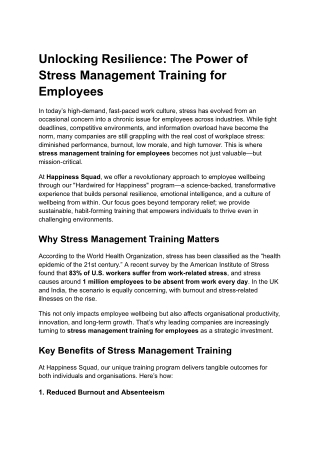 Unlocking Resilience_ The Power of Stress Management Training for Employees