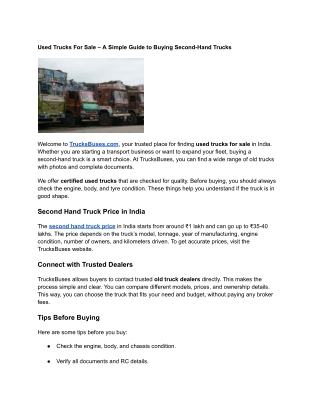 Used Trucks For Sale – A Simple Guide to Buying Second-Hand Trucks