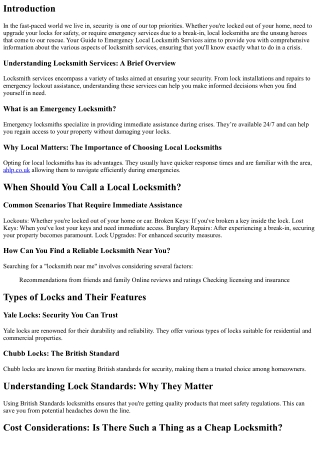 Your Guide to Emergency Local Locksmith Services