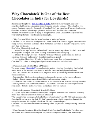 Why ChocolateX Is One of the Best Chocolates in India