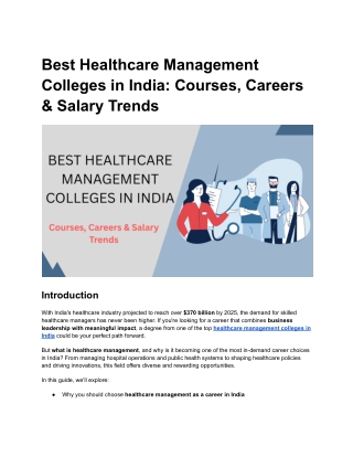 Best Healthcare Management Colleges in India_ Courses, Careers & Salary Trends