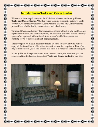 Affordable Luxury Turks and Caicos Studio Rentals Near the Beach