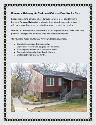 Romantic getaways TuRomantic Getaways in Turks and Caicos: Escape rks and Caicos