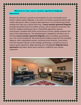 1 Bedroom Vacation Apartment in Belgrade – Comfort & Convenience in the City Cen