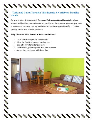 Escape to paradise with Turks and Caicos vacation villa rentals—where luxury