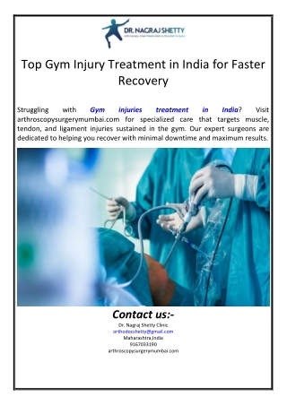 Top Gym Injury Treatment in India for Faster Recovery