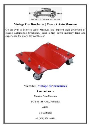 Vintage Car Brochures   Merrick Auto Museum
