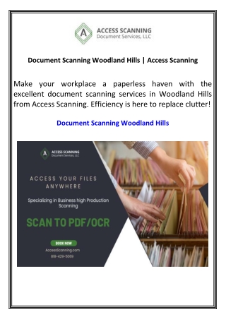 Document Scanning Woodland Hills  Access Scanning