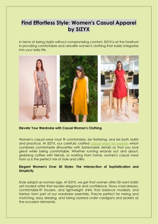 Find Effortless Style Women's Casual Apparel by SIZYX