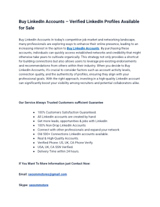 You can Buy LinkedIn Accounts with confidence and security.