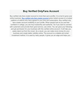 Why Should I Buy Verified OnlyFans Creator Accounts_