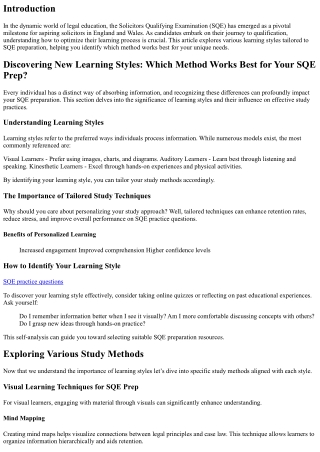 Discovering New Learning Styles: Which Method Works Best for Your SQE Prep?