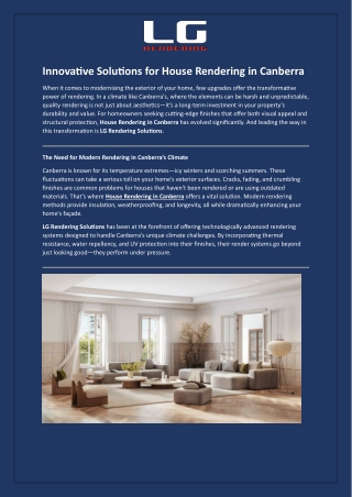 Innovative Solutions for House Rendering in Canberra