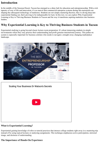 Why Experiential Learning is Key to Thriving Business Students in Tucson