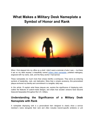 What Makes a Military Desk Nameplate a Symbol of Honor and Rank