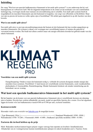 Wat kost een speciale badkamerairco binnenunit in het multi split systeem?