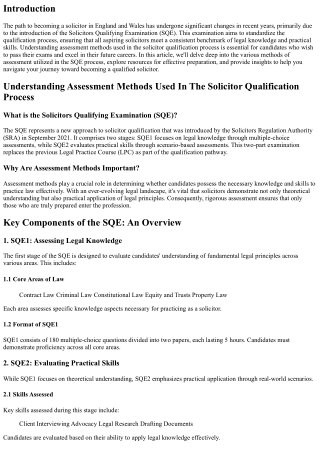 Understanding Assessment Methods Used In The Solicitor Qualification Process