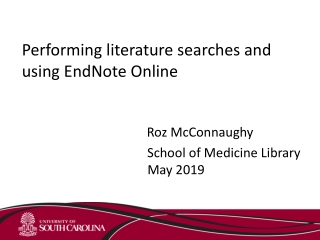 Performing literature searches and using EndNote Online