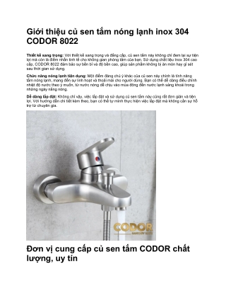 Củ Sen Tắm Nóng Lạnh Inox 304 CODOR 8022