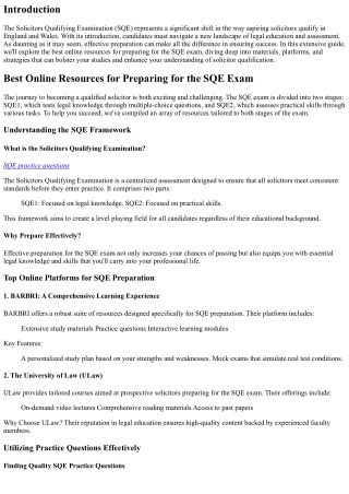 Best Online Resources for Preparing for the SQE Exam