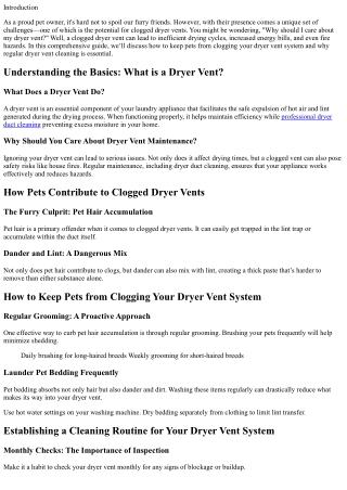 How to Keep Pets from Clogging Your Dryer Vent System