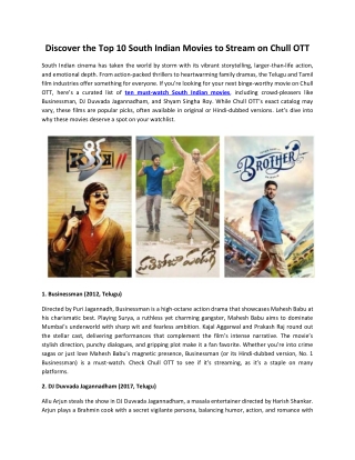 Top 10 South Indian Movies to Watch at Chull OTT