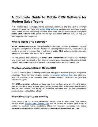 A Complete Guide to Mobile CRM Software for Modern Sales Teams