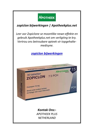 zopiclon bijwerkingen | Apotheekplus.net