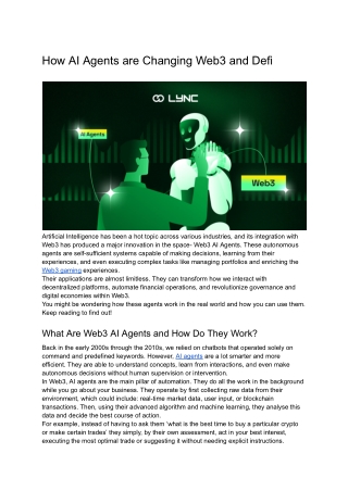 The Role of AI Agents in Shaping Web3 and DeFi