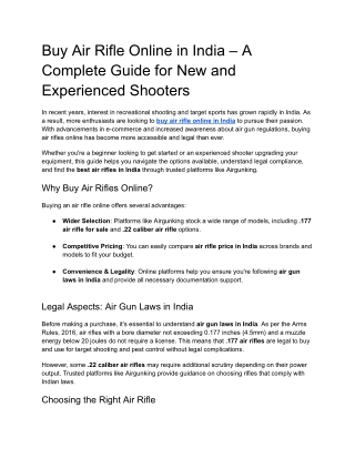 Buy Air Rifle Online in India – A Complete Guide for New and Experienced Shooters