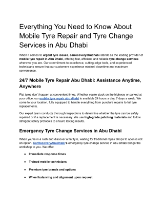 Everything You Need to Know About Mobile Tyre Repair and Tyre Change Services in Abu Dhabi