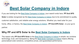 Best Solar Company in Indore