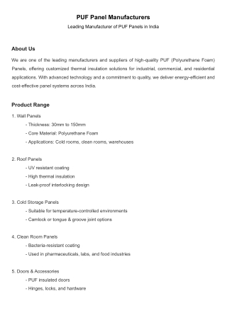 PUF_Panel_Manufacturers
