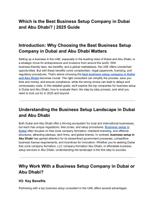 Which is the Best Business Setup Company in Dubai and Abu Dhabi