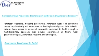 Comprehensive Pancreatic Treatment in Delhi from Diagnosis to Recovery