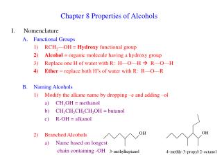 Chapter 8 Properties of Alcohols