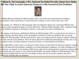 william d. mcconnaughy, cpa, national tax relief provider op