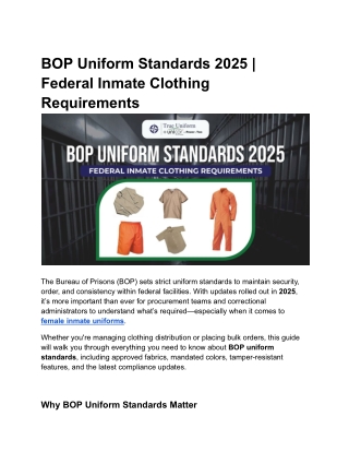 BOP Uniform Standards 2025