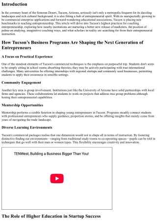 Inspiring Innovation: Tucson’s Best Practices for Teaching Entrepreneurship