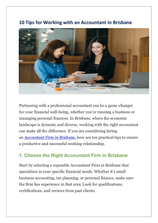 10 Tips for Working with an Accountant in Brisbane